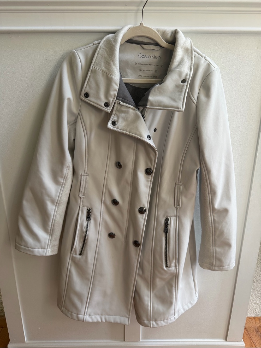 Calvin Klein Off-White Double-Breasted Trench Coat